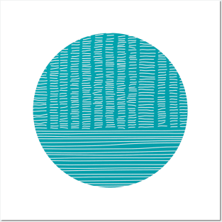 Digital Stitches Circle Turquoise Posters and Art